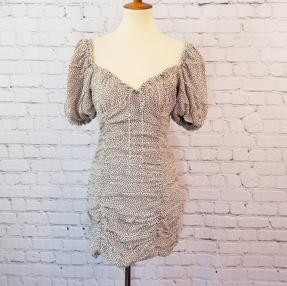 Zara Ruched Puff Sleeve Mini Dress - Picture 4 of 12